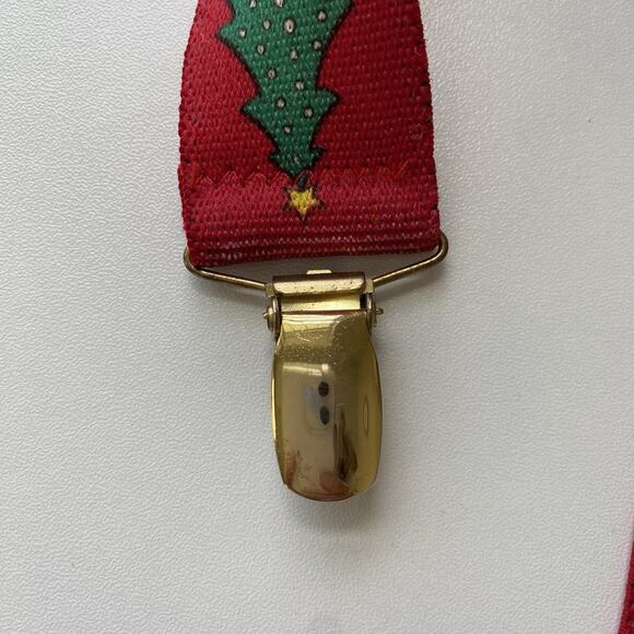 Vintage CAS West Germany Mens Suspenders Elastic Red Christmas Tree - Picture 7 of 10